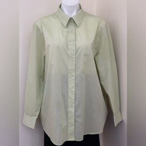 FOXCROFT FOR APPLESEEDS Pastel Green Wrinkle Free Button Down Collard Top Sz 18W